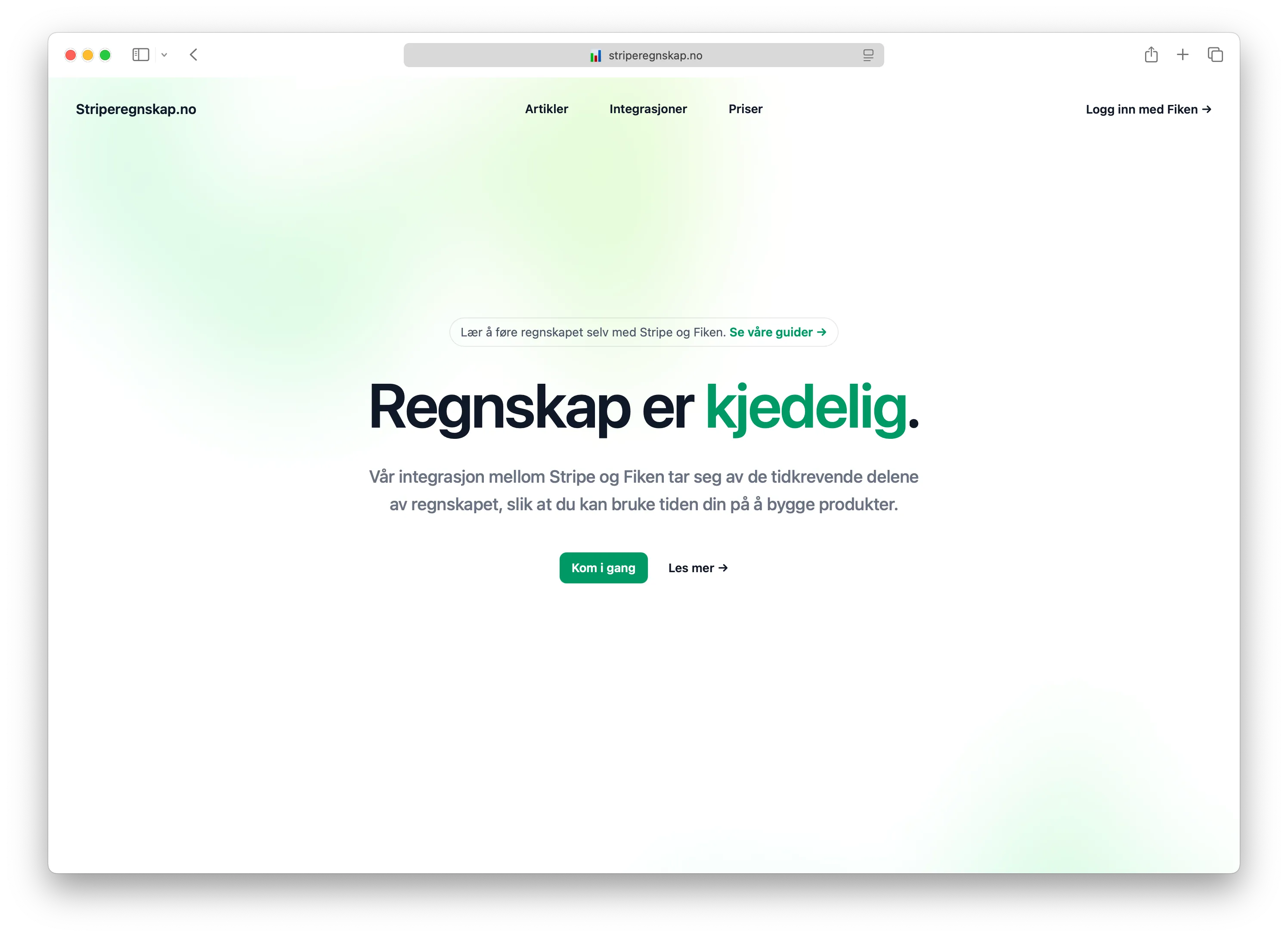 Striperegnskap screen dump